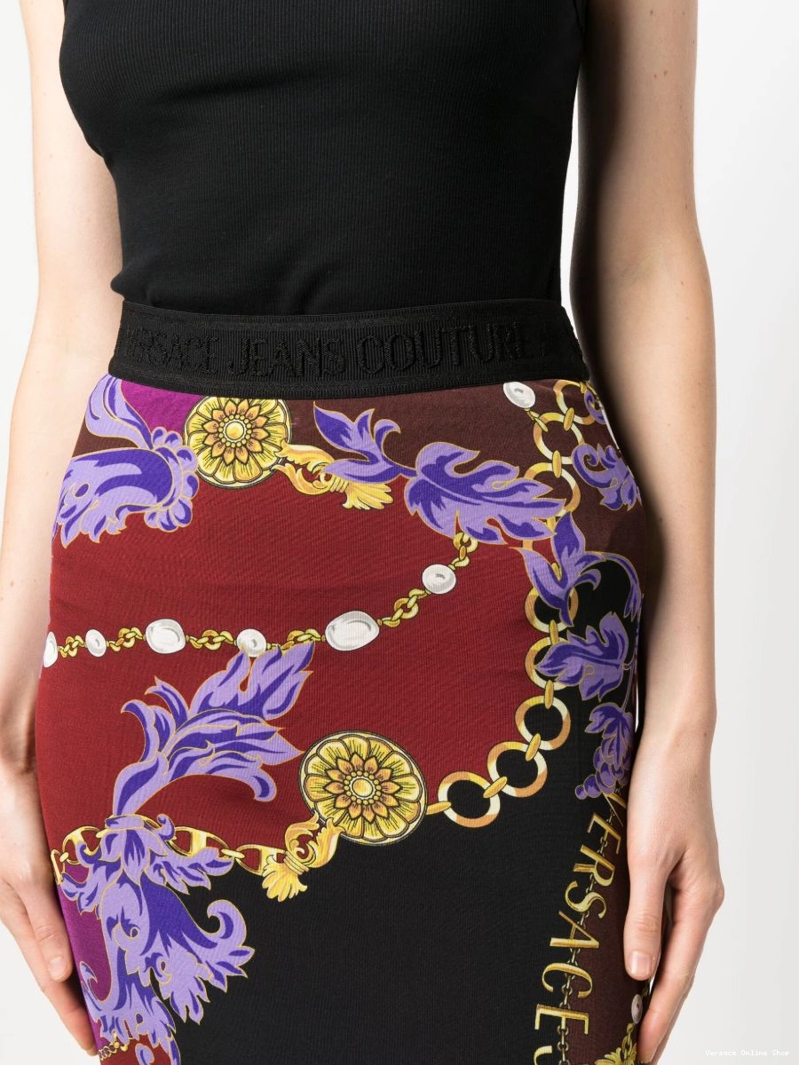 Affordable Women Jeans Couture-print Logo midi Versace skirt Couture 0807
